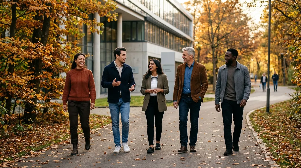 Colleagues on a lunchtime walk together
