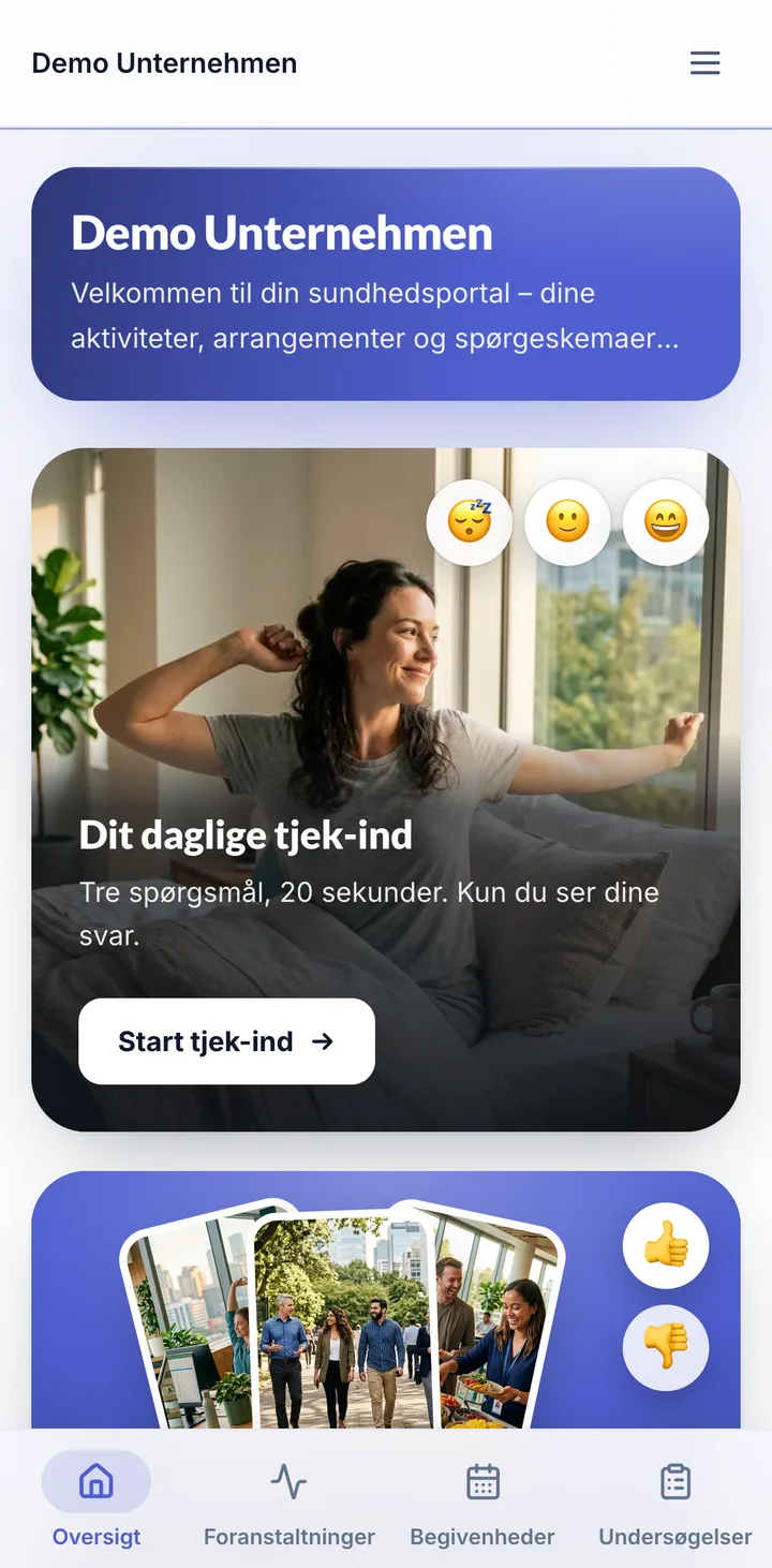 Skærm i medarbejderportalen: På mobilen som en app