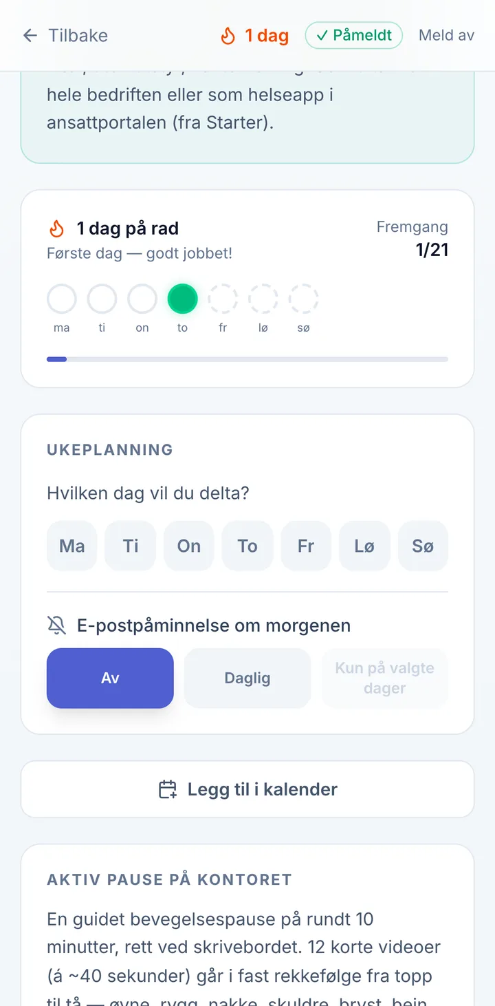 Skjerm i portalen for ansatte: Hold ut med innsjekk
