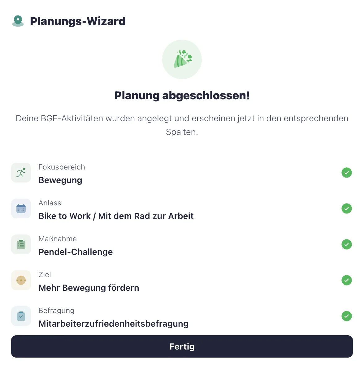 Kreator planowania – planowanie zakończone
